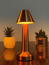Elegant Copper LED Table Lamp – Rechargeable, Touch Sensor, and Dimmable